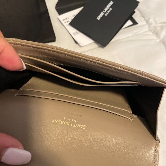 Saint Laurent Cassandre Matelassé Small Envelope Wallet in Dusty Grey - Picture 7 of 12